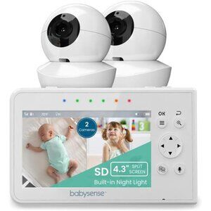Baby Monitor with 2 Cameras & Audio 4.3",Non Wifi Baby Monitor,Dual Split Screen